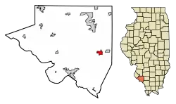 Location of Steeleville in Randolph County, Illinois.