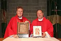 Relic of St. Caesarius deacon and martyr, St. Martha Church in Morton Grove (Illinois). In photo Father Dennis O'Neill and deacon John Herbert
