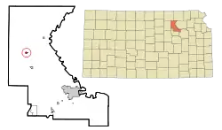 Location within Riley County and Kansas
