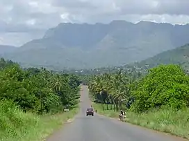 The road to Korogwe with the Usambara mountains in the background