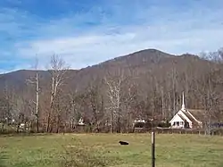 Church and fields outside Roaring Creek