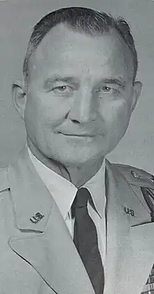 Black and white 1966 head and neck photo of Major General Robert H. York in dress uniform, facing left, looking front
