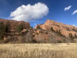 Rock formations and field in the park