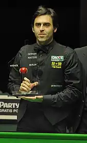 Winner Ronnie O'Sullivan with the trophy.
