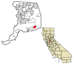 Location of Clay in Sacramento County, California.