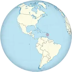 Location of&nbsp;Saint Lucia&nbsp;(circled in red)in the Caribbean