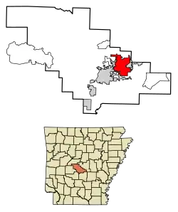 Location of Bryant in Saline County, Arkansas.