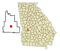 Location in Schley County and the state of Georgia