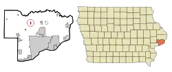 Location of Donahue, Iowa