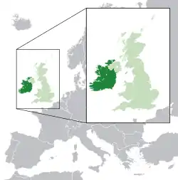 Location of&nbsp;Southern Ireland{{{1}}}&nbsp;(dark green)in the United Kingdom&nbsp;(green)