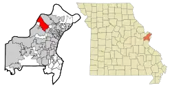 Location of Bridgeton, Missouri