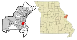 Location of Webster Groves, Missouri