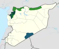 Areas under control of various opposition groups as of February 2020 Interim Government (National Army) Salvation Government (Tahrir al-Sham) al-Tanf (Syrian Free Army)