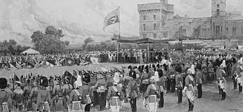 Painting of the presentation of colours at Windsor Castle in 1908
