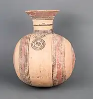 Terracotta barrel jug with strainer, Cypro-Geometric III. Cyprus, 850-750 BCE.