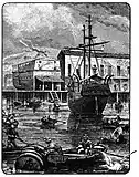 The Apollo Saloon, Apollo storeship, 1855, next to Euphemia Prison, the ship on water