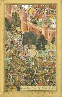 The Defeat of Baz Bahadur of Malwa by Akbarnama, ca 1590-95