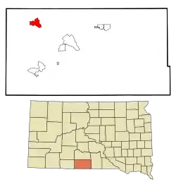 Location in Todd County and the state of South Dakota