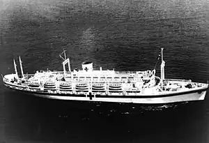 USS Mercy (AH-8) underway in San Pedro Bay, California, 15 August 1944