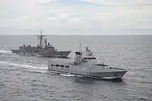 KDB Darulaman alongside USS&nbsp;Rodney M. Davis during CARAT 2014.