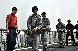 US Coast Guard directs Royal Brunei Navy personnel aboard USS&nbsp;Crommelin&nbsp;(FFG-37) during CARAT 2009.