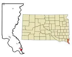 Location in Union County and the state of South Dakota