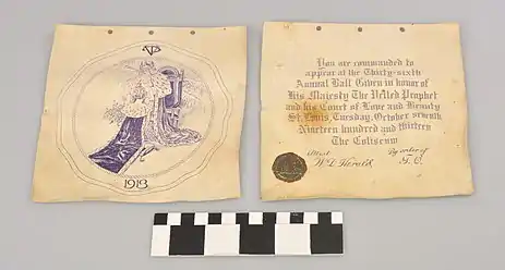 Ball invitation, 1913, with measuring marker at&nbsp;the&nbsp;bottom