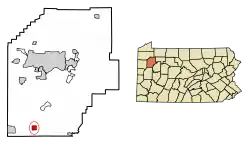Location of Clintonville in Venango County, Pennsylvania.