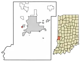 Location of Toad Hop in Vigo County, Indiana.