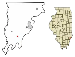 Location of Keensburg in Wabash County, Illinois.