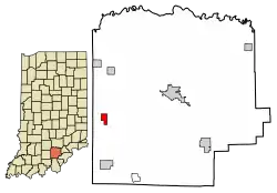 Location of Livonia in Washington County, Indiana.