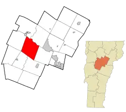 Location in Washington County and the state of Vermont