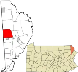 Location in Wayne County and the state of Pennsylvania.