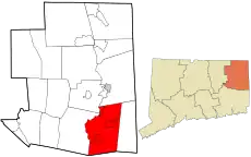 Plainfield's location within Windham County and Connecticut