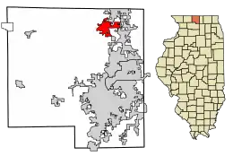 Location of Rockton in Winnebago County, Illinois.