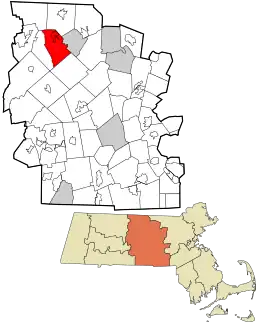 Location in Worcester County and Massachusetts.