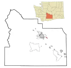 Location of Moxee, Washington